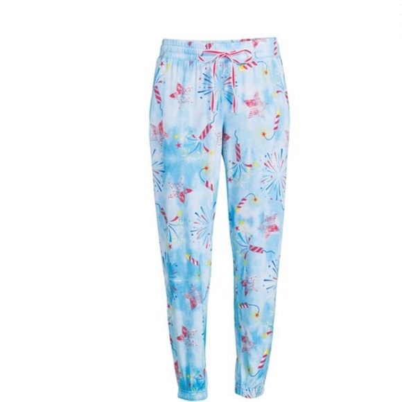 Red white & blue Americana patriotic cozy Jogger loungewear pajama pants size 3X - Picture 1 of 7